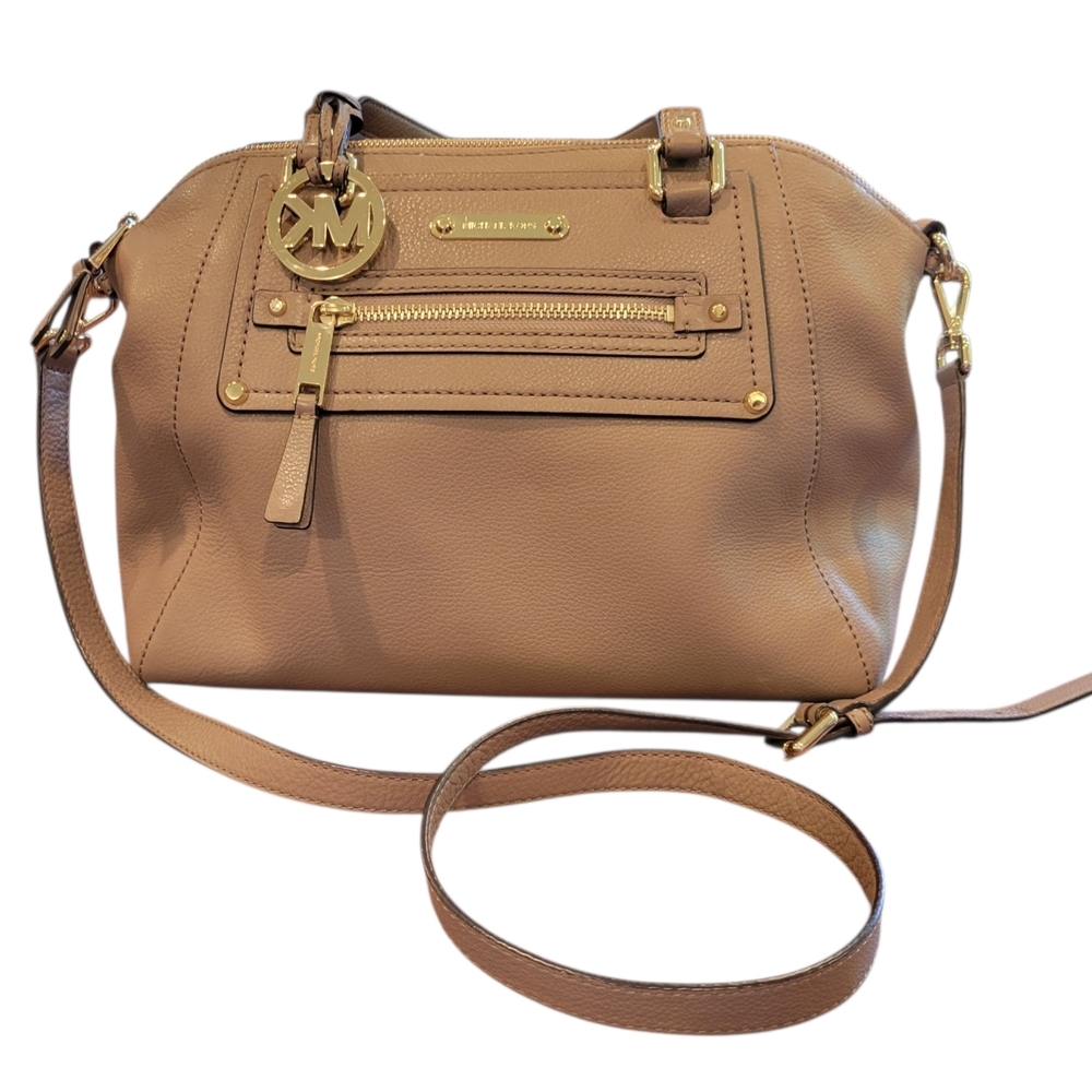 Michael Kors Tan Leather Satchel with Gold Hardware